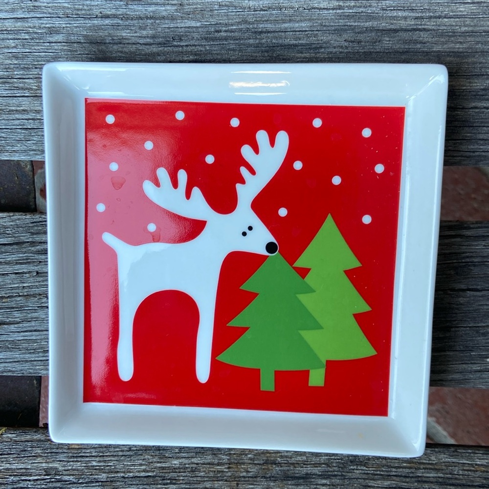 Crate & Barrel reindeer Appetizer Plate or trinket dish